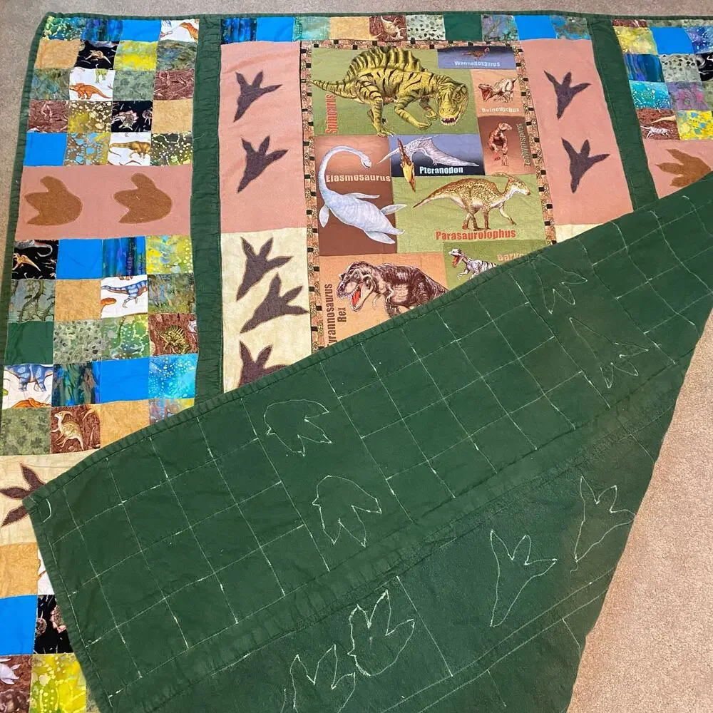 Handmade Dinosaur Quilt Twin Size Comforter 71x 87